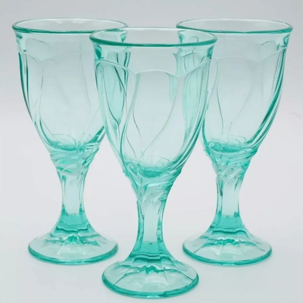 Vintage‎ 1990s Noritake Sweet Swirl Aqua Glasses Set of 6